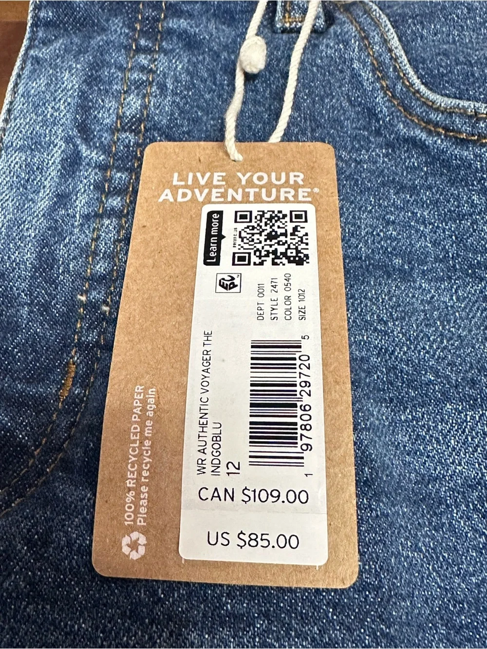 Eddie‎ Bauer Authentic Voyager High Rise Straight blue Jeans – Size 12 NWT